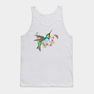 Lovely Flying Hummingbird Butterfly Flowers illustration Tank Top